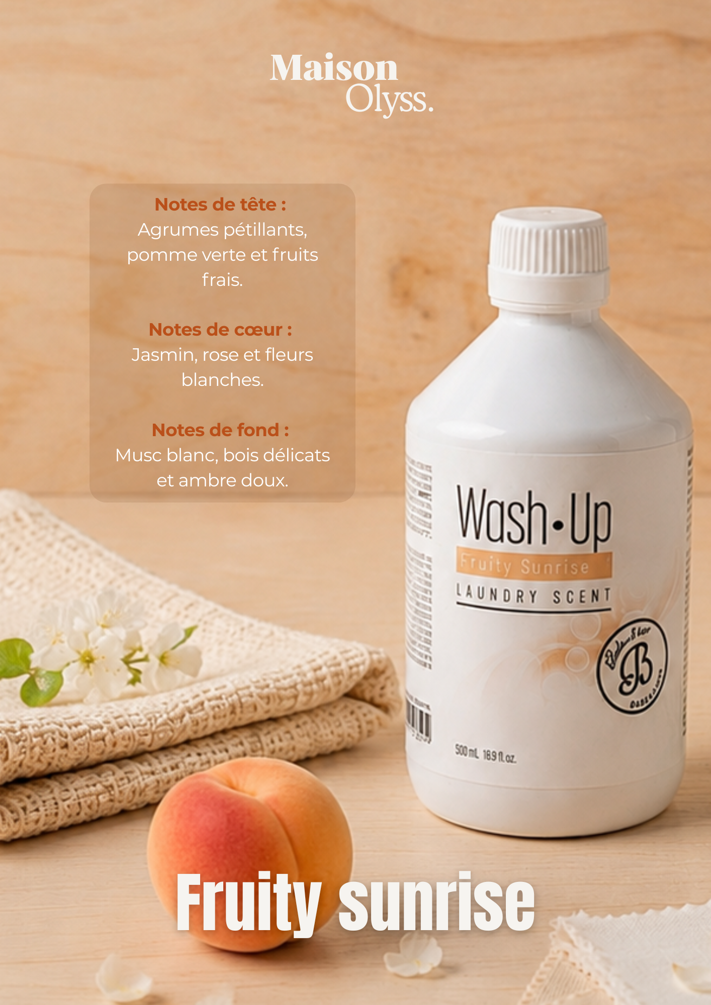 Flacon parfum de linge 500ml Fruity Sunrise Maison Olyss